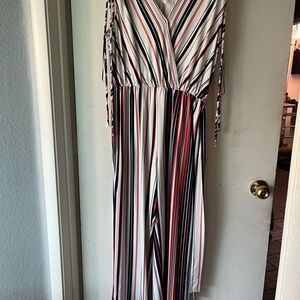 Striped V-Neck Romper/pants